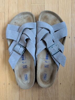 Birkenstock Taupe Suede Knot Slide Sandals